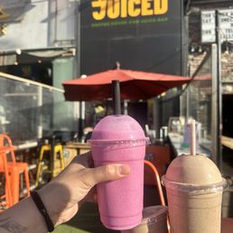 Pink dragon with a some vanilla whey protein  And a coffee bean shake