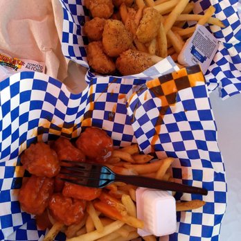 High Octane Wings - Lemon pepper and Hottest (buffalo) on bottom - Fast Food Near Me - Valencia, California