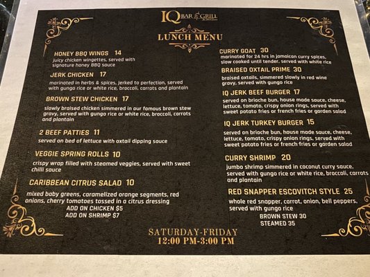 Menu photo 8 IQ Bar And Grill Milford Mill, MD