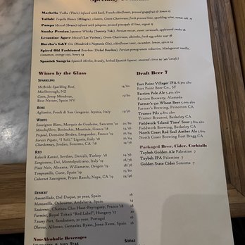 Barcha - Cocktail and wine menu at Barcha in San Francisco. - Mediterranean Near Me - San Francisco, California