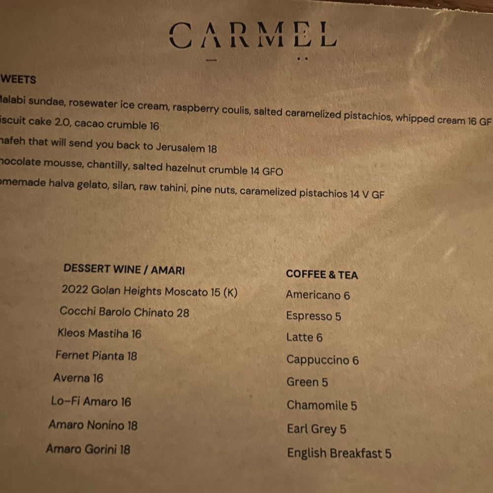 Carmel - Dessert Menu, February 2026 - Mediterranean Near Me - Los Angeles, California Carmel - Dessert Menu, February 2026 - Mediterranean Near Me - Los Angeles, California