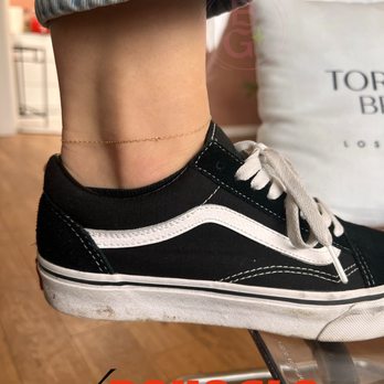 The Boho Glo - A classic Permanent Jewelry anklet in our mini 14k Cable chain - Spray Tanning Near Me - Burbank, California