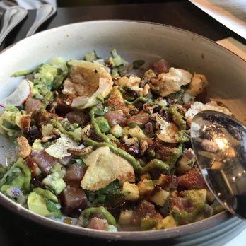 ROOH - Tuna bhel, avocado, tamarind gel, puffed black rice, baby radish, togarashi - Indian Near Me - San Francisco, California ROOH - Tuna bhel, avocado, tamarind gel, puffed black rice, baby radish, togarashi - Indian Near Me - San Francisco, California