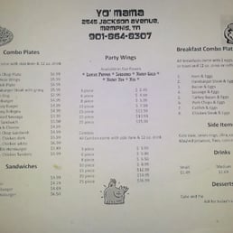 the menu for the restaurant