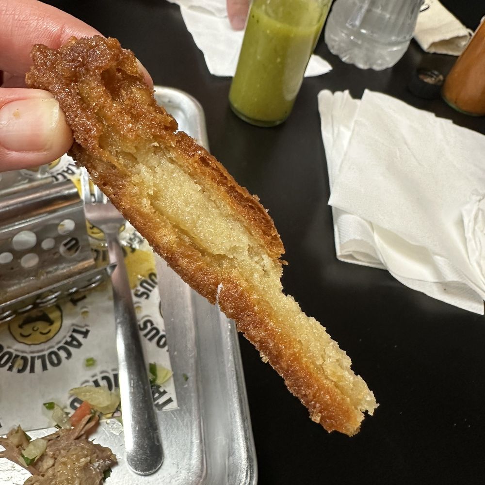 Tacolicious - Not good churro. Somehow it's overdone on the outside but underdone inside. And greasy tasting. - Tacos Near Me - Hagerstown, Maryland