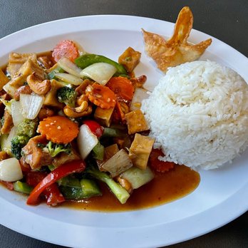 Thai House - a plate of food with rice and vegetables - Thai Near Me - Kansas City, Missouri Thai House - a plate of food with rice and vegetables - Thai Near Me - Kansas City, Missouri
