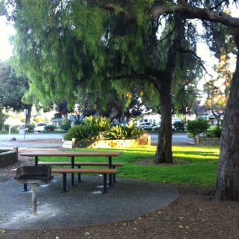 Martin Murphy Jr. Historical Park - Bench table 2 with grill also shaded by lovely trees - Parks Near Me - Sunnyvale, California