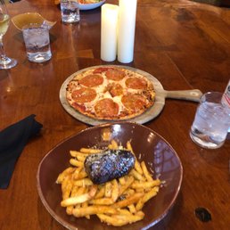 Gluten free pepperoni pizza & steak and fries