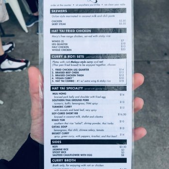 Hat Yai - Menu. - Thai Near Me - Portland, Oregon