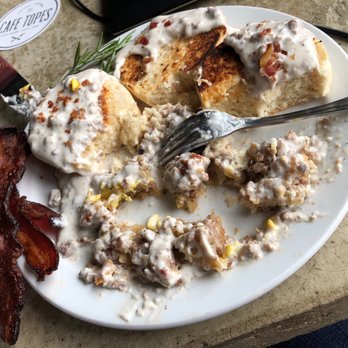 Cafe Topes - The James, comes with country fried steak with biscuits and gravy plugs eggs and bacon - Coffee & Tea Near Me - Carlsbad, California Cafe Topes - The James, comes with country fried steak with biscuits and gravy plugs eggs and bacon - Coffee & Tea Near Me - Carlsbad, California