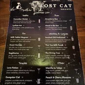 Lost Cat Bar & Bites - Menu 7/11/25 - Cocktail Bars Near Me - San Francisco, California Lost Cat Bar & Bites - Menu 7/11/25 - Cocktail Bars Near Me - San Francisco, California