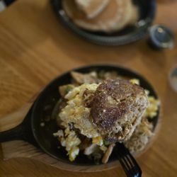 Saturday Morning Cafe - Baltimore Skillet with pancakes in the background!