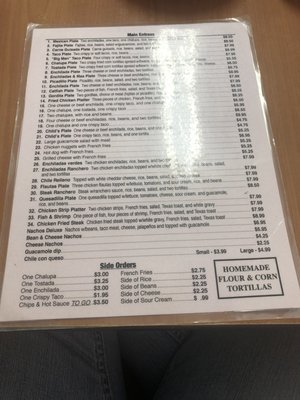 Menu photo 2 Sylvia's Mexican Restaurant Stockdale, TX