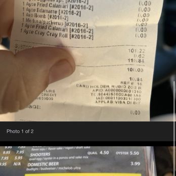 Sushiholics - The receipt of price of what we actually paid for - Sushi Bars Near Me - West Covina, California Sushiholics - The receipt of price of what we actually paid for - Sushi Bars Near Me - West Covina, California