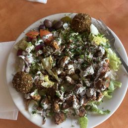 Chicken Schwarma plate . Delicious. I think it the wrap ingredients without the wrap .