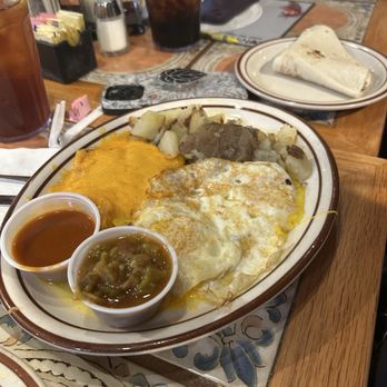 Monroe's Restaurant - Wonderful breakfast plate! Green and red chili sauce. - Breakfast & Brunch Near Me - Albuquerque, New Mexico