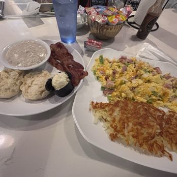 Nick’s Breakfast & Coffee - Western omelette (I made it a scramble) it came with a biscuit I ordered a side of gravy and bacon. - Breakfast & Brunch Near Me - Leander, Texas Nick’s Breakfast & Coffee - Western omelette (I made it a scramble) it came with a biscuit I ordered a side of gravy and bacon. - Breakfast & Brunch Near Me - Leander, Texas