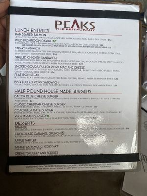 Menu photo 5 Peaks Restaurant Palm Springs, CA