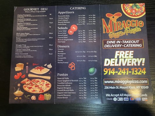 Menu photo 2 Miraggio's Pizza & Pasta Mount Kisco, NY Menu photo 2 Miraggio's Pizza & Pasta Mount Kisco, NY