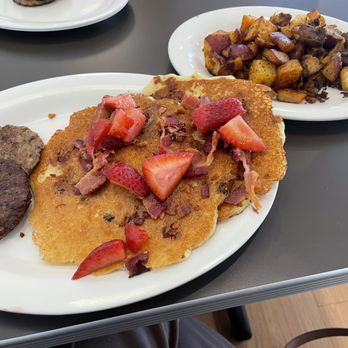 Eggs Up Grill - Red, White & Bacon Pancakes - Breakfast & Brunch Near Me - Austell, Georgia