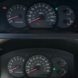 After I went to pick the car up and filled it up with gas, but it shows low fuel. The bottom is after Vu went to fix it again.