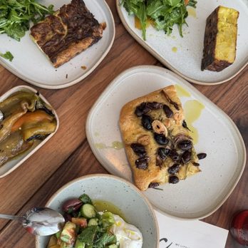 My Little Chamomile - The tomato tart to the left. The quiche at the top. Focaccia. Labneh. Anaheim peppers. - Mediterranean Near Me - Washington, DC, District of Columbia My Little Chamomile - The tomato tart to the left. The quiche at the top. Focaccia. Labneh. Anaheim peppers. - Mediterranean Near Me - Washington, DC, District of Columbia