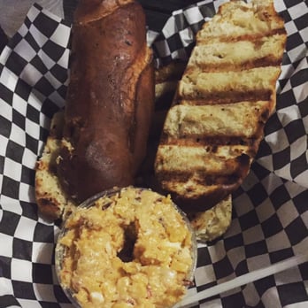 Moon Tower - The chipotle pimiento cheese and grilled pretzel buns - Dive Bars Near Me - Houston, Texas Moon Tower - The chipotle pimiento cheese and grilled pretzel buns - Dive Bars Near Me - Houston, Texas