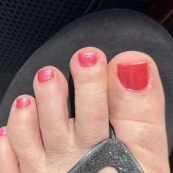 Magic Nails Salon - Regular polish on cuticles and toes - not neat.