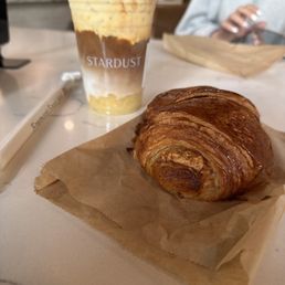 Banana bloom coffee and ham and cheese croissant Banana bloom coffee and ham and cheese croissant