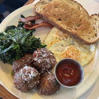 Superba Food + Bread Venice - BIG BOY BREAKFAST - my go to: kale salad, potato's, eggs, bacon, and toast! - New American Near Me - Venice, California Superba Food + Bread Venice - BIG BOY BREAKFAST - my go to: kale salad, potato's, eggs, bacon, and toast! - New American Near Me - Venice, California