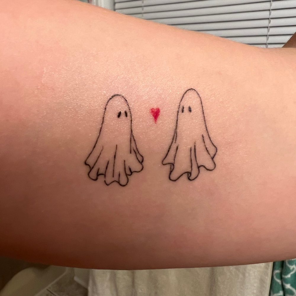 Blackwork Tattoo Studio - 2-inch wide Ghosts tattoo done by Leg - Tattoo Near Me - Little Falls, New Jersey Blackwork Tattoo Studio - 2-inch wide Ghosts tattoo done by Leg - Tattoo Near Me - Little Falls, New Jersey