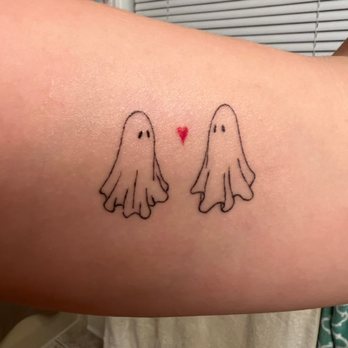 Blackwork Tattoo Studio - 2-inch wide Ghosts tattoo done by Leg - Tattoo Near Me - Little Falls, New Jersey