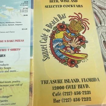 Sunset Cafe & Beach Bar - Menu - Bars Near Me - Treasure Island, Florida