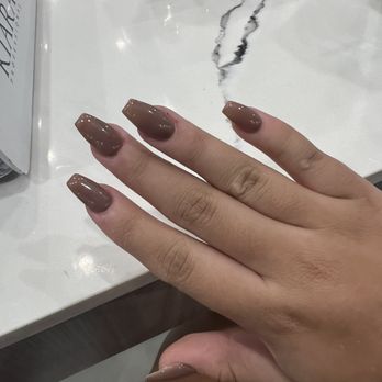 Ranch Nails Spa - Right hand with thick acrylic application as well - Nail Salons Near Me - Ontario, California Ranch Nails Spa - Right hand with thick acrylic application as well - Nail Salons Near Me - Ontario, California