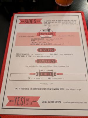 Menu photo 4 Cincy's Downtown Greensboro, NC