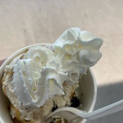 Scoops 2 U - Whip cream on cookies & cream and and Butter Pecan with caramel sauce