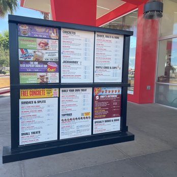 Andy's Frozen Custard - Outside menu - Ice Cream & Frozen Yogurt Near Me - Gilbert, Arizona Andy's Frozen Custard - Outside menu - Ice Cream & Frozen Yogurt Near Me - Gilbert, Arizona