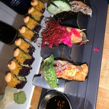 Beyond Sushi - Nori taco sampler and Spicy Mang sushi roll - Sushi Bars Near Me - New York, New York Beyond Sushi - Nori taco sampler and Spicy Mang sushi roll - Sushi Bars Near Me - New York, New York