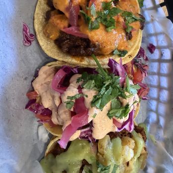 Alma Tacos - Chile-Braised Beef Taco Baja Cauliflower Taco Pork al Pastor Taco - Tacos Near Me - Long Beach, California