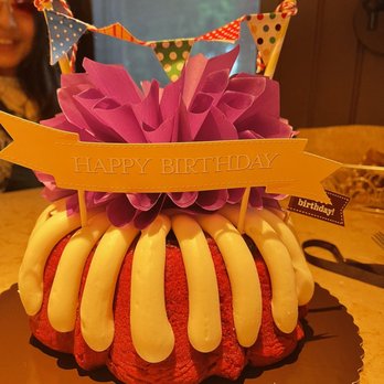 Nothing Bundt Cakes - Red velvet Bundt with happy birthday decore by the store. - Desserts Near Me - San Antonio, Texas Nothing Bundt Cakes - Red velvet Bundt with happy birthday decore by the store. - Desserts Near Me - San Antonio, Texas