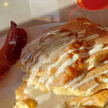 Ruby Sunshine Charleston Downtown - Ordered the Peaches & Cream pancakes and also came with some thickly sized bacon. - Breakfast & Brunch Near Me - Charleston, South Carolina Ruby Sunshine Charleston Downtown - Ordered the Peaches & Cream pancakes and also came with some thickly sized bacon. - Breakfast & Brunch Near Me - Charleston, South Carolina
