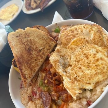 Eggs Up Grill - Shrimp and grits with fried eggs - Breakfast & Brunch Near Me - Norfolk, Virginia