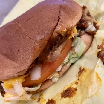 Lucky Boy - Inside the chili cheeseburger. $5.20 - Fast Food Near Me - Pasadena, California