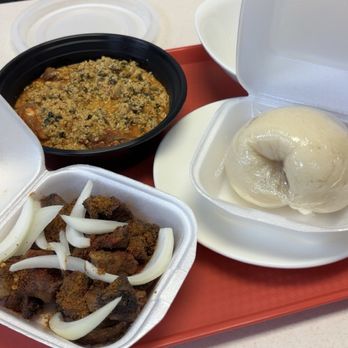 KC African Store - 4. Small Beef Suya Plate Anfang Soup with Any Meat - African Near Me - Houston, Texas