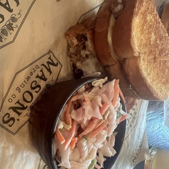 Mason’s Brewing - Patty melt with celery slaw - Breweries Near Me - Brewer, Maine