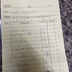 There receipts and menu prices with no  price on it