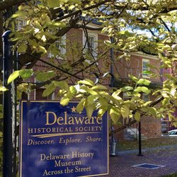 Delaware Historical Society - Small square with several historic buildings across N Market St from the main museum building.