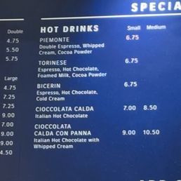 coffee menu