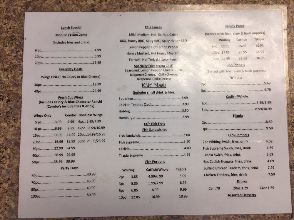 CC’S WINGS & THINGS Updated July 2024 23 Franklin Rd, Newnan