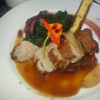 Alder Wood Bistro - Duck with greens and goat cheese polenta. AMAZING!! - New American Near Me - Sequim, Washington
